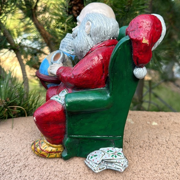 Vintage Ceramic Santa Checking His Route 1992 - Picture 2 of 16